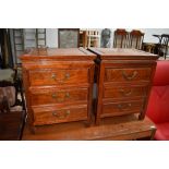 A pair of Indonesian hardwood three drawer bedside chests , each approx. 46cm wide