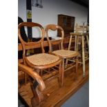 A pair of Victorian cane seated bedroom chairs