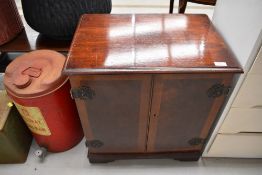 A vintage mahogany record cabinet, width approx 55cm