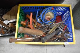 A crate of vintage and later tools