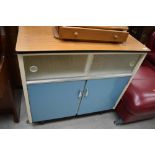 A vintage kitchen cabinet, having frosted glass section, dimensions approx. W89cm D39cm H88cm