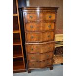 A mid to late 20th Century yew wood (reprodux or similar) dwarf chest of chest, approx. dimensions