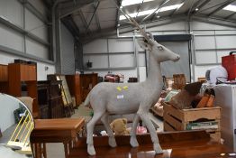 A decorative and ornamental deer, mottled grey finish, height approx. 80cm