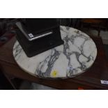 A circular marble table top, approx. diameter 52cm