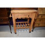 A butchers block style kitchen trolley, width approx. 77cm