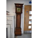 An18th Century and later oak longcase clock, having 8 day movement, 25cm brass and silvered dial,