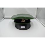 A Size 60 Replica German WW2 Green Cap with Skull and Crossbones & Eagle and Swastika Replica