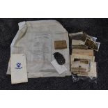 A of collection of Military ephemera including a piece of possible shrapnel found at the site of the