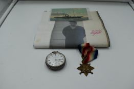 A WW1 Star to E Love STO ICL Benbow BTTN RND and a Silver Pocket Watch (af) Presented to E Love Of