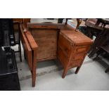 A vintage golden oak metamorphic work table/desk , extended width approx. 126cm depth 81cm