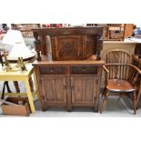 A reproduction oak court cupboard, of small proportions, width approx. 100cm