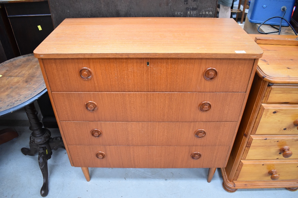 A vintage teak four drawer bedroom chest of nice proportions on dansette style legs, width approx.