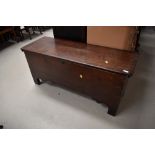 A period oak six plank chest, dimensions approx. W118cm D40cm H53cm