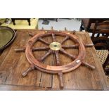 A reproduction ships wheel, approx overall diameter 92cm