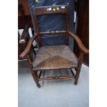 A 19th Century rush seated armchair