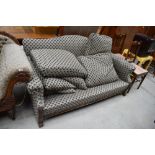 A nice quality period heavy frame low back settee, width approx. 180cm