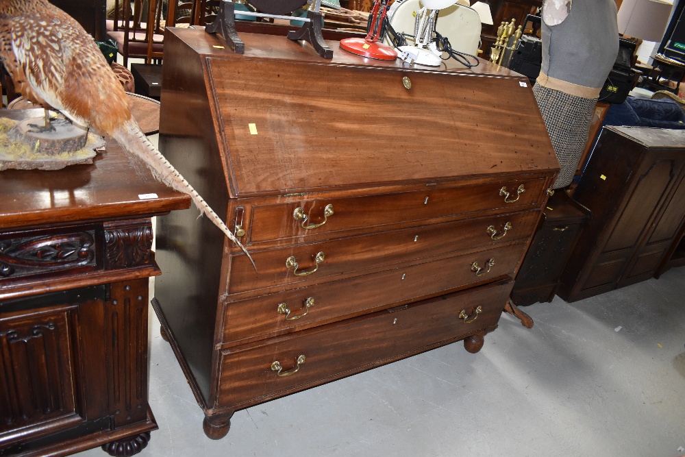 A 19th Century mahogany bureau, width approx 120cm, having fitted interior