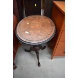 A Victorian oval occasional pedestal table