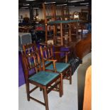 A Priory style refectory table and six (four plus two) dining chairs
