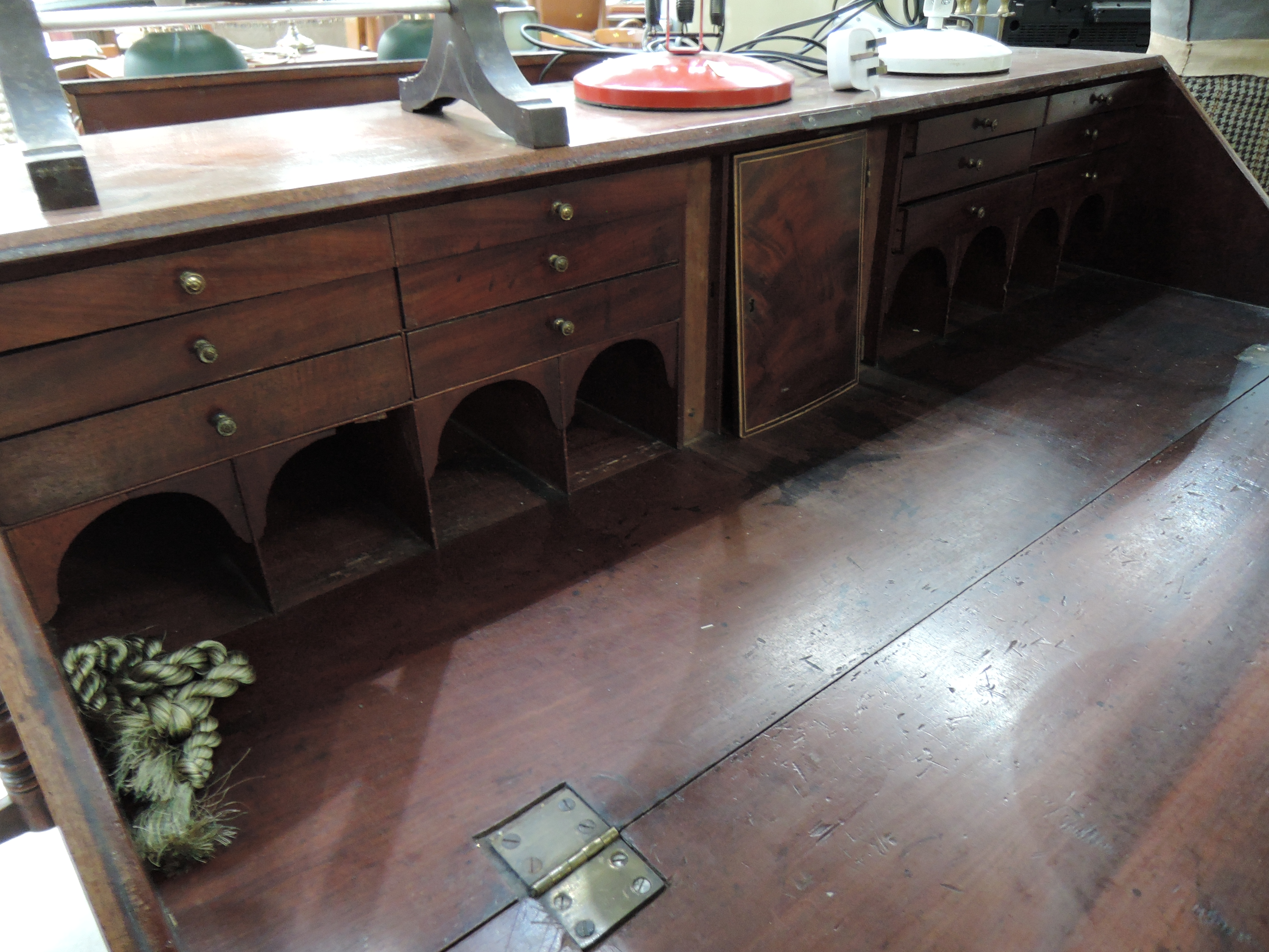 A 19th Century mahogany bureau, width approx 120cm, having fitted interior - Image 2 of 2