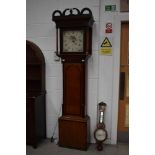 A 19th Century oak cased longcase clock, 30hour movement, having painted dial, signed E Burton,