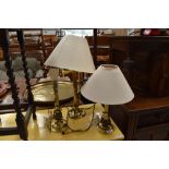 Three modern brass lamps, Corinthian style