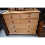 A 19th Century stripped pine chest of two over three drawers, width approx. 118cm height 106,