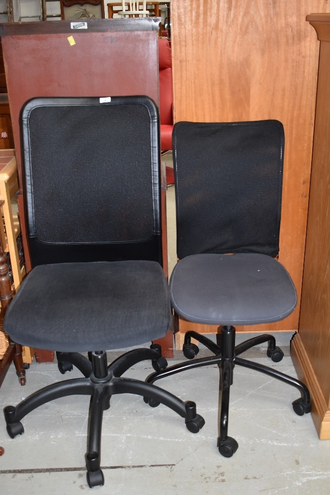 Two modern Ikea office chairs, not a pair but complimentary designs