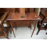 An Edwardian mahogany and inlaid occasional table on square tapered legs, width approx. 67cm