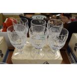 Six Waterford crystal claret glasses in box.