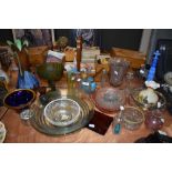 A selection of fine antique and later pressed glass wares including HM silver rim vases