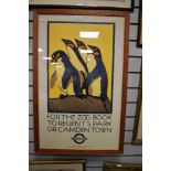 A large framed and mounted Print after Charles Paine depicting four Penguins.