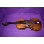An early 20th century violin marked BW14 to back.