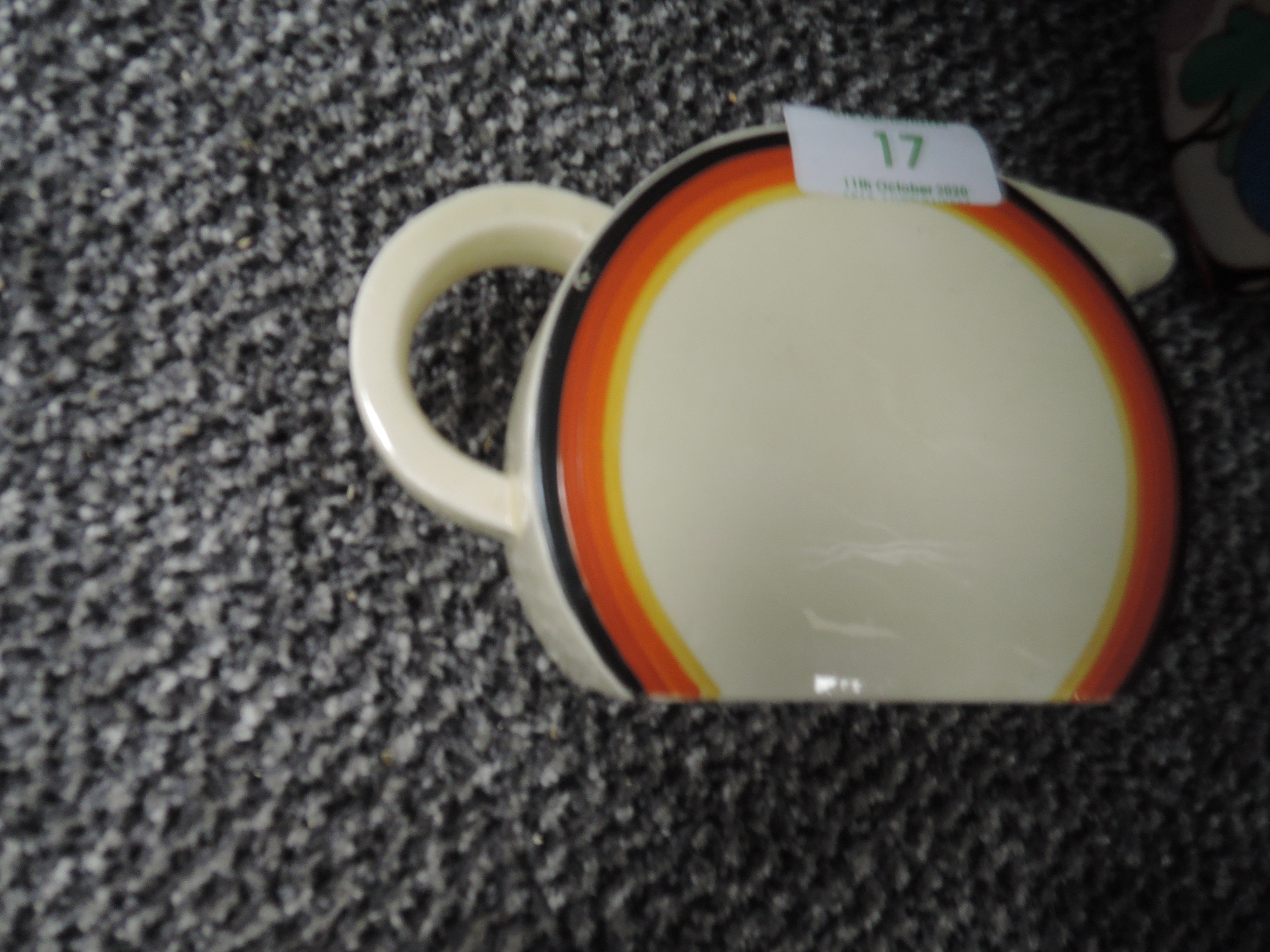 Two 'Bizzare' by Clarice Cliff items, a jug measuring approx 9.5cm in height, and a sugar bowl - Image 3 of 7