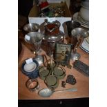 A selection of metal and plated wares including WMF marked goblets