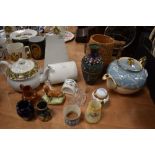A selection of ceramics and curios including Sadler teapot and cloisonne vase (AF)