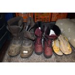 A selection of snow boots and ladies shoes