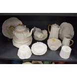 A large collection of Shelly Dainty white, including bowl, two sugar basins, tea and coffee pots,