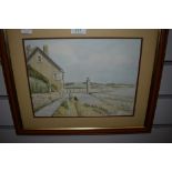 An original watercolour of Sunderland Point, framed and mounted, signed PA Jowett.