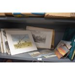 A large quantity of vintage original artworks including watercolours and more of coast and landscape