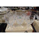 Six Waterford crystal goblets in box.