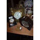 A selection of fine antique and later clocks including ormolu clock with enamel dial and two smaller