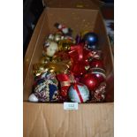 A selection of Christmas decorations and baubles
