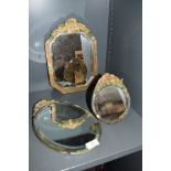 Three vintage Barbola dressing table mirrors.