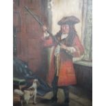 An oil painting, R Arnold, cavalier and gun dog, signed, 28 x 23cm,