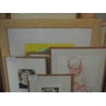 Eight pictures, attributed to Michael Jenkins, a selection of prints, sketches, and watercolours,