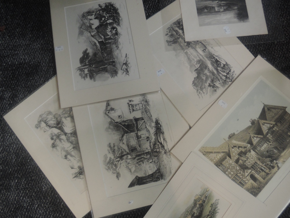 Seven engravings, inc Lakeland views, Bowness, 11 x 16cm