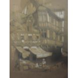 A heightened pencil sketch, J H Hogg, Champagne town, signed and dated 1859, framed and glazed, 42 x