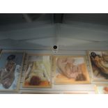 Four oil paintings, attributed to Michael Jenkins, nude studies, inc Contemplation, 63 x 40cm,