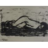 A screen print, attributed to Jenkins, nude study, monogrammed and dated (19)98, 32 x 37cm, framed